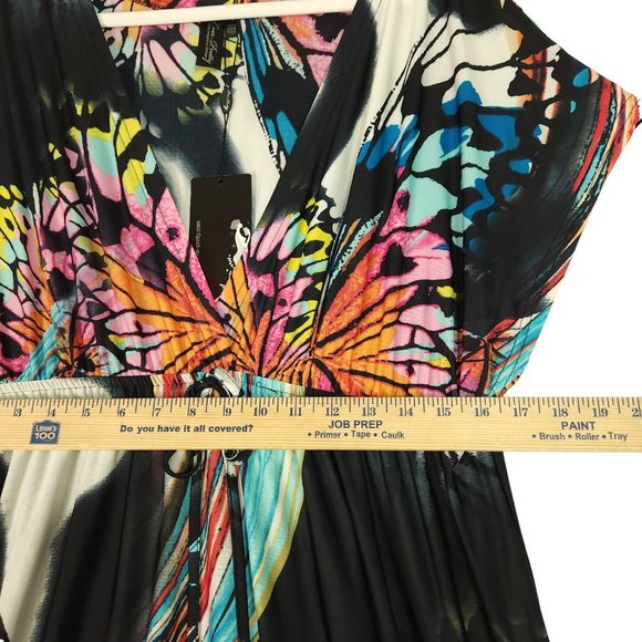 Ever Pretty Womens Maxi Dress Size‎ 14 Black Butterfly Print Short Sleeve NEW - Picture 10 of 12